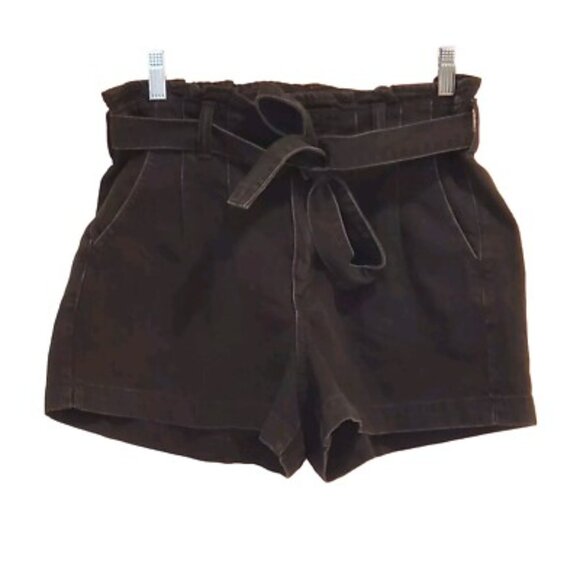 American Eagle Black High-Waisted Belted Denim Shorts – Size 4 - Picture 7 of 7